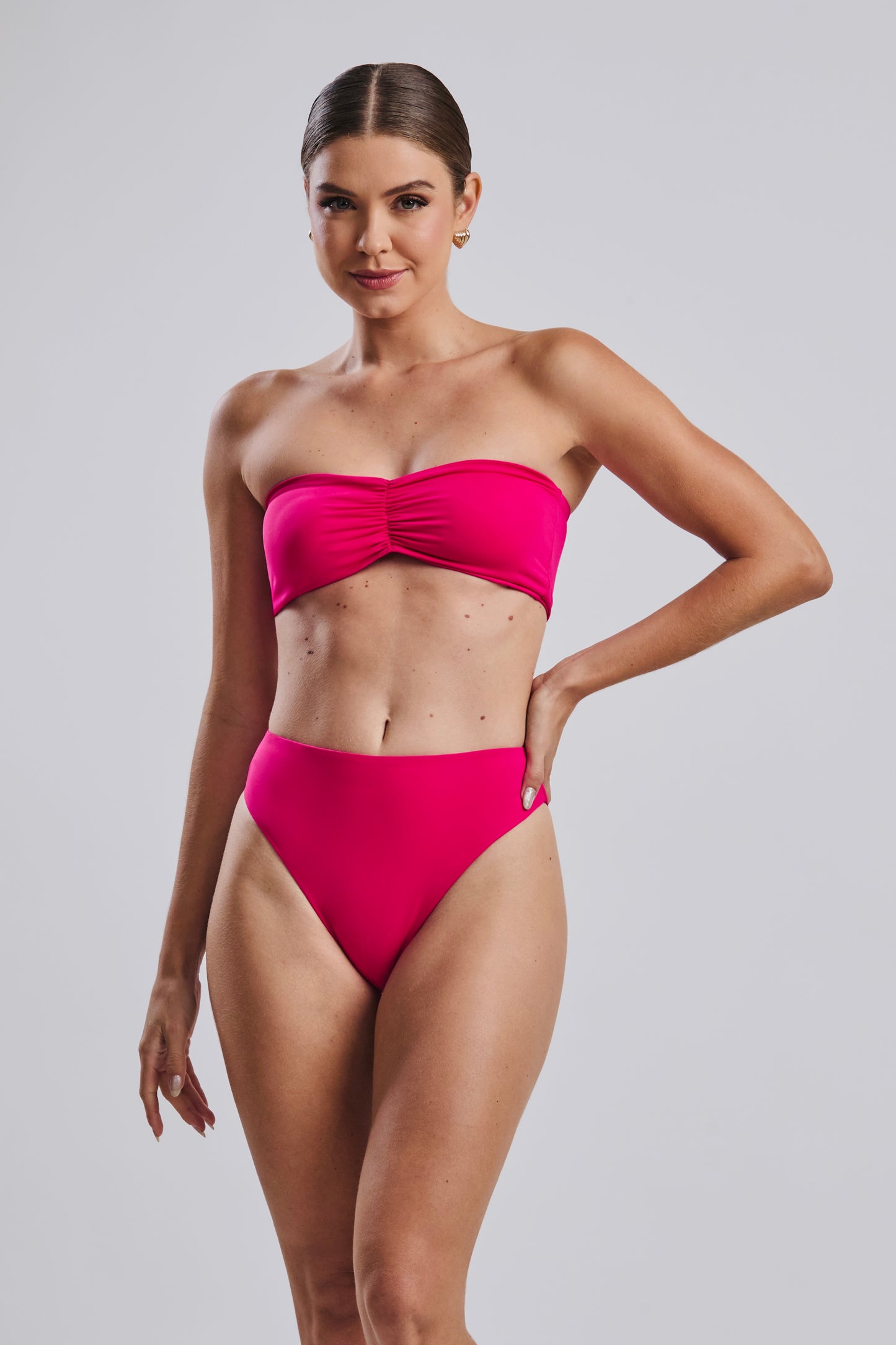 Ruched bandeau top - Pitaya