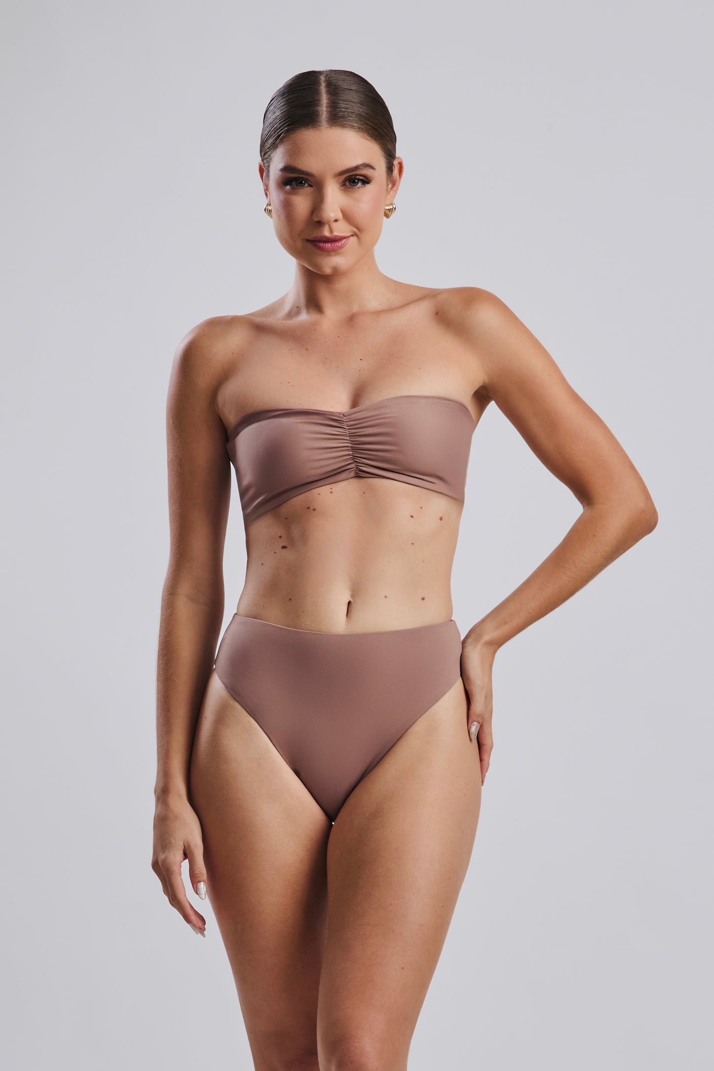 Ruched bandeau top - Hazelnut
