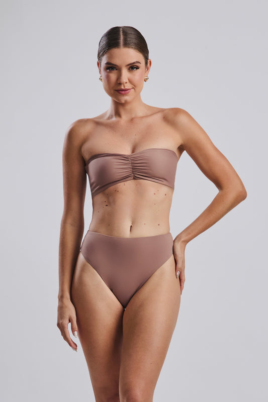 Ruched bandeau top - Hazelnut
